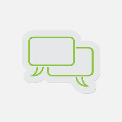 simple green icon, two outline speech bubbles