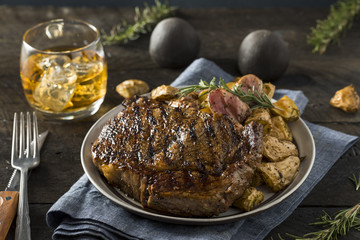 Homemade Steak Potatoes and Whiskey
