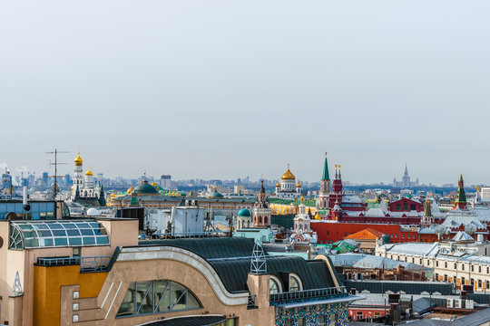 Roof tops of Moscow and the Kremlin