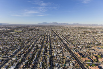 Aerial view of sprawling communities in Las Vegas, Nevada. © trekandphoto