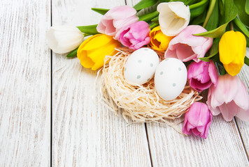 Easter eggs in a nest
