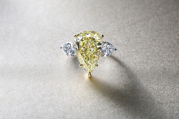Yellow Diamond Pear Shape Ring