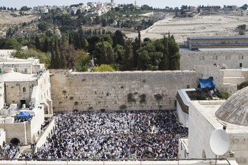 Prayer of Jews at Western Wall. Jerusalem Israel