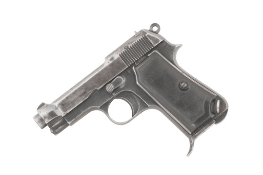 Old Pistol on White Background Left