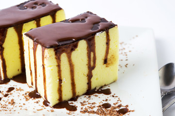 Egg cream sweet pie with chocolate