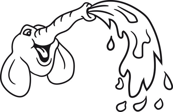 kopf gesicht wasser spritzen fontäne elefant sitzend lustig comic cartoon spaß lachen