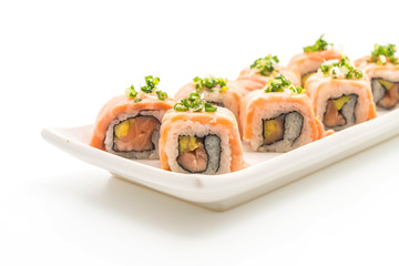 grilled salmon sushi roll - japanese food style