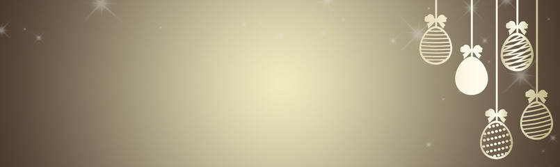 Easter elegant banner with white and gold easter eggs on gradient background - obrazy, fototapety, plakaty
