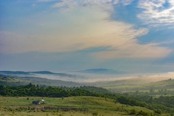 Sunrise over Hateg County ,Carpathian Mountains, Romania