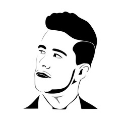 Beauty logo. Man's face. Abstract concept. Flat design. Vector illustration on white background.