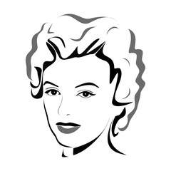 Beauty logo. Woman's face. Abstract concept. Flat design. Vector illustration on white background.
