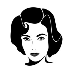 Beauty logo. Woman's face. Abstract concept. Flat design. Vector illustration on white background.