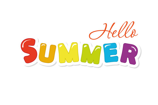 Hello summer festive colorful letters.