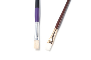 Paint brushes on a white background