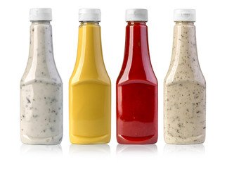barbecue sauces in glass bottles