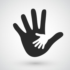 Helping hands icon. Care, adoption, pregnancy or family concept.