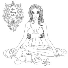 Yoga girl line art