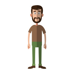 man with beard cartoon icon over white background. colorful design. vector illustration