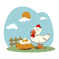 chicken farm isolated icon vector illustration design