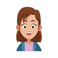 Obraz premium happy girl cartoon icon over white background. colorful design. vector illustration