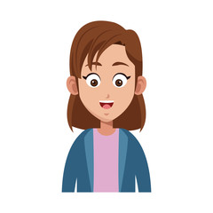 Obraz premium happy girl cartoon icon over white background. colorful design. vector illustration