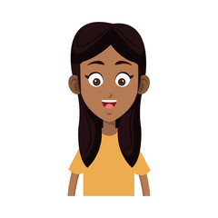 happy girl cartoon icon over white background. colorful design. vector illustration