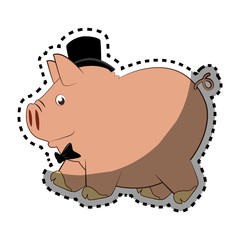 piggy character funny icon vector illustration design