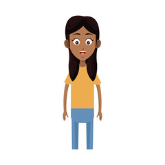 girl wearing casual clothes cartoon icon over white background. colorful design. vector illustration