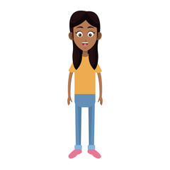 girl wearing casual clothes cartoon icon over white background. colorful design. vector illustration