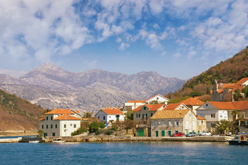 Fototapeta na wymiar Seaside village of Lepetane. Bay of Kotor, Montenegro