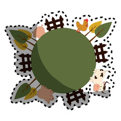 animal farm in field vector illustration design