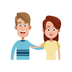 happy couple cartoon icon over white background. colorful design. vector illustration