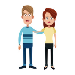 Obraz na płótnie Canvas happy couple cartoon icon over white background. colorful design. vector illustration