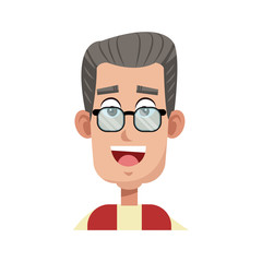 old man with glasses cartoon icon over white background. colorful design. vector illustration