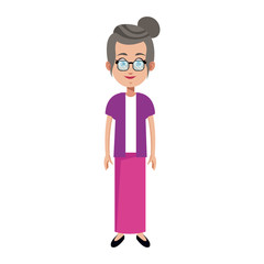 old woman cartoon icon over white background. colorful design. vector illustration