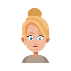 happy woman cartoon icon over white background. colorful design. vector illustration