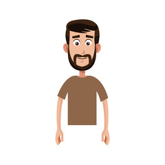 man with beard cartoon icon over white background. colorful design. vector illustration