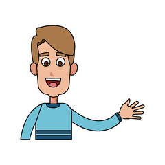 happy handsome blonde man waving hand cartoon icon image vector illustration design 