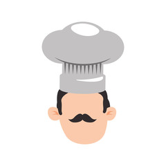 chef faceless mustache hat head vector icon illustration colored