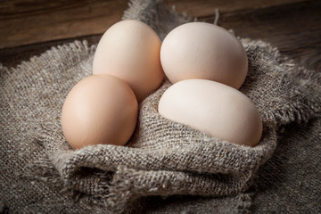 Raw organic farm eggs.
