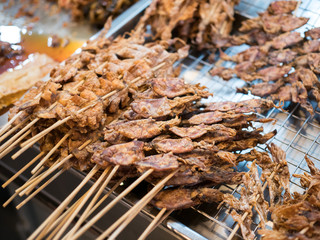 Street shop with meat barbecue