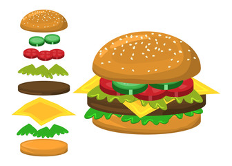 hamburger parts vector symbol icon design.
