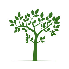 Green Tree with Leaf. Vector Illustration.