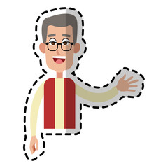 happy elderly or middle age  man with glasses  cartoon icon image vector illustration design 