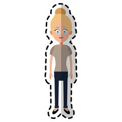 happy blonde woman with blue eyes cartoon icon image vector illustration design 