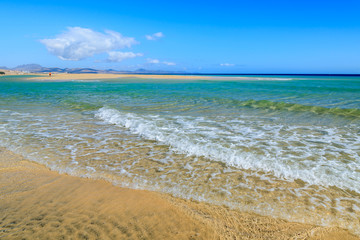 Beautiful lagoon on Sotavento beach on Jandia peninsula, Fuerteventura, Canary Islands, Spain