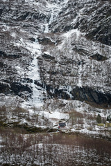 Fototapeta premium Natural winter landscape in Norway. Scenic view. European vacation destinations. Scandinavia March 2017