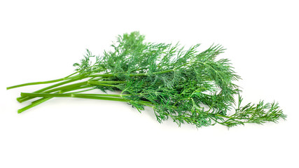 bunch fresh, green dill on a white background