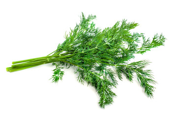 bunch fresh, green dill on a white background