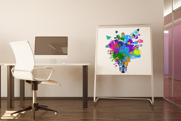 Whiteboard with startup sketch